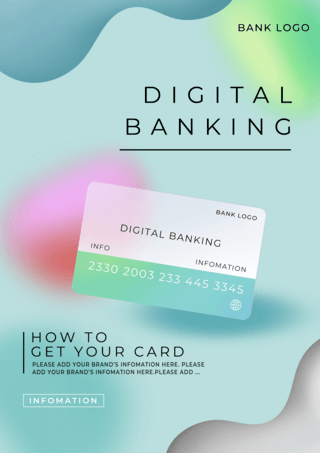 信用卡宣传海报模板_绿色渐变在线数字银行宣传海报