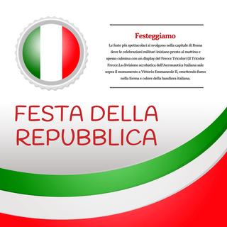徽章海报模板_意大利共和国日徽章撞色剪影社交媒体模板