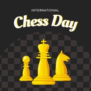国际象棋日海报模板_黑色国际象棋日模板