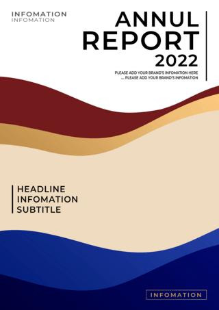 红色蓝色曲线几何商业报告封面传单