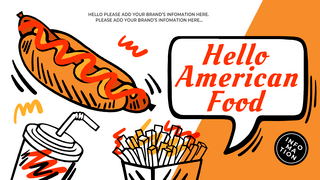 涂鸦宣传设计海报模板_涂鸦风格美国食物热狗宣传横幅