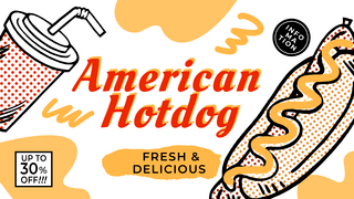 美国涂鸦海报模板_涂鸦风格热狗可乐没过食物宣传横幅