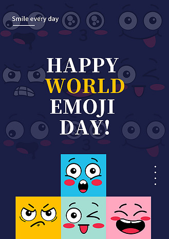 简约蓝色表情日宣传海报