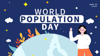 蓝色简约世界人口日横幅