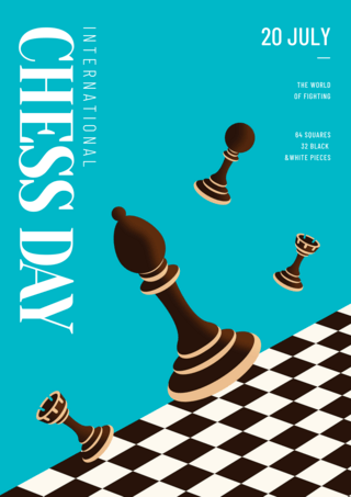 象棋黑子海报模板_国际象棋日宣传海报