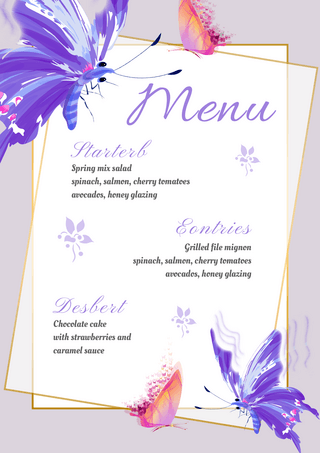 抽象创意水彩海报模板_抽象创意蝴蝶婚礼菜单
