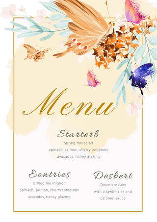 创意简约抽象蝴蝶婚礼菜单