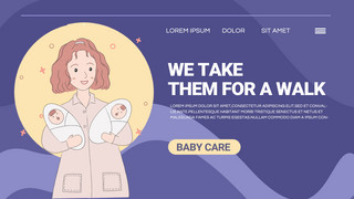宝宝的海报模板_紫色卡通宝宝照看宣传模板
