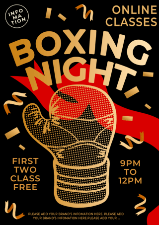 黑色金色拳击运动课程活动传单海报