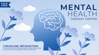 健康精神海报模板_蓝色心理治疗精神健康宣传横幅
