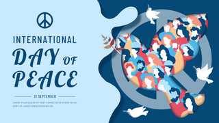 和平鸽子海报模板_蓝色卡通简约鸽子国际和平日横幅