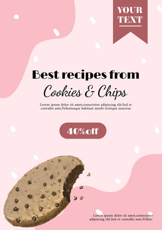 零食食物卡通海报模板_粉色简约卡通美味饼干宣传促销模板