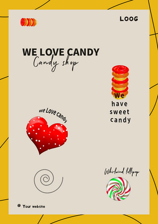糖果食物海报模板_漫画风格的糖果海报模板
