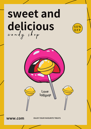 糖果食物海报模板_漫画风格糖果垂直海报模板