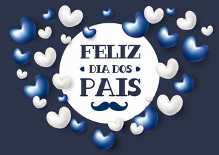 蓝色深沉简约高端爱心巴西父亲节海报