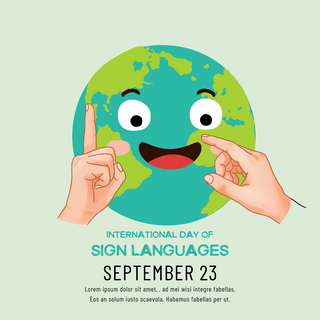 国际手语日绿色地球海报