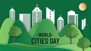 草地树木海报模板_绿色创意世界城市日横幅