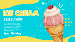 夏天冰淇淋广告海报模板_可口食物冰淇淋宣传横幅