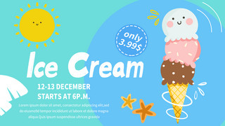 蓝色冰淇淋海报模板_蓝色甜品冰淇淋横幅模版