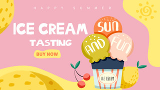 冰淇淋甜点宣传横幅模板