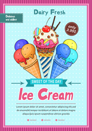 复古冰淇淋宣传广告模版
