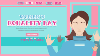 手臂卡通海报模板_美国女性平等日女性人物手臂