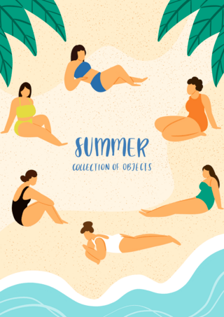 夏季度假沙滩海报模板_夏季沙滩泳装海报