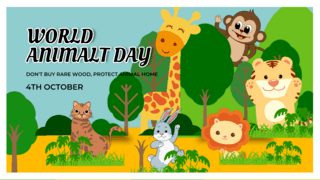 卡通世界动物日横幅森林