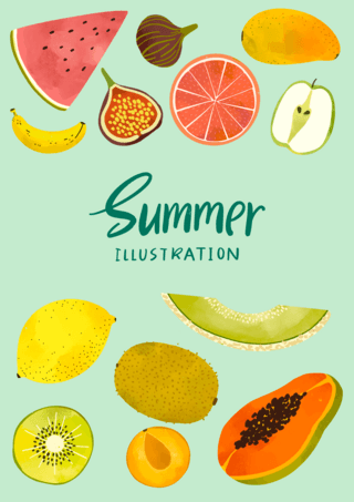 芒果卡通海报模板_绿色夏季时令水果海报