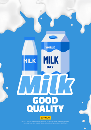 牛奶健康海报模板_创意蓝色牛奶促销宣传模板