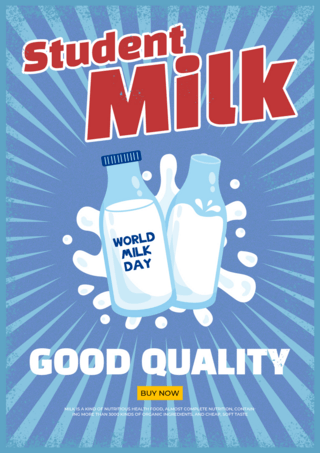 牛奶健康海报模板_复古风格牛奶促销宣传模板