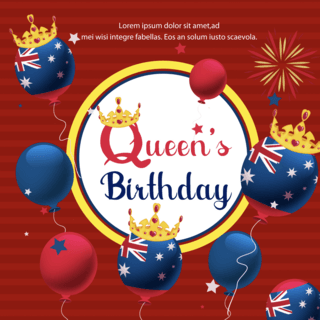 日生日海报模板_庆祝女王日气球节日