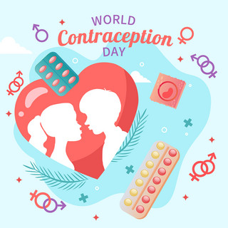 性冷淡植物海报模板_世界避孕日创意爱心媒体社交模板