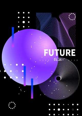 紫色球体渐变海报