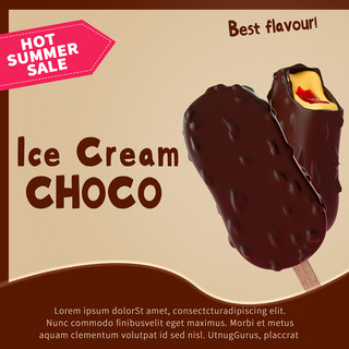 巧克力牛角包海报模板_巧克力雪糕宣传模版