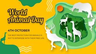 鹿黄色海报模板_世界动物日横幅动物剪影