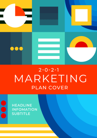 商业市场海报模板_彩色平面风格几何商业市场海报封面