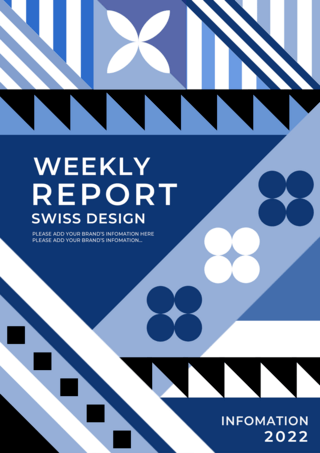 蓝色瑞士平面风格商务封面海报