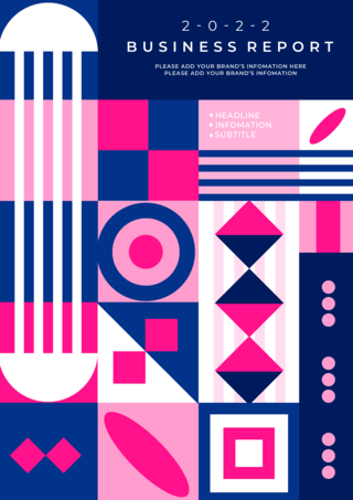 蓝色粉色瑞士平面风格商业封面海报