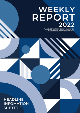 蓝色瑞士平面风格商业报告封面海报