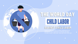 世界无童工日蓝色卡通宣传展板