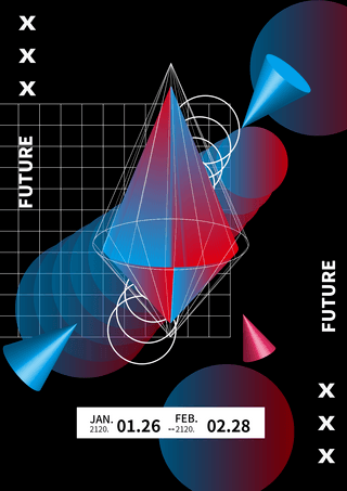 蓝红渐变几何海报模板_蓝红几何线形渐变海报