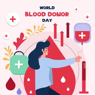 血滴海报模板_世界献血者日粉色趣味媒体社交模板