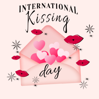 国际信封海报模板_爱心信封国际接吻日