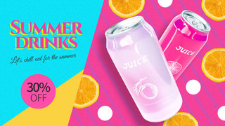 蓝色罐装饮料夏季天然水果果汁网页