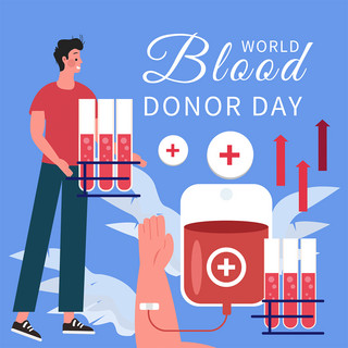 世界献血者日卡通创意媒体社交模板