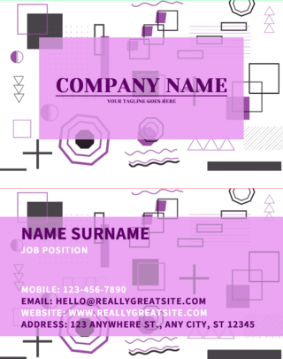 孟菲斯紫色平面几何形状背景方框简约商务企业名片