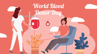 世界献血者日粉色卡通横幅