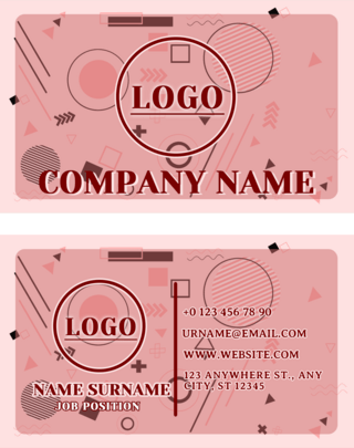 孟菲斯平面圆形几何形状粉色背景公司企业名片