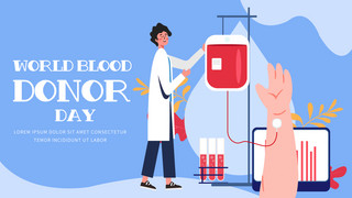 献血者日海报模板_世界献血者日浅蓝色创意横幅